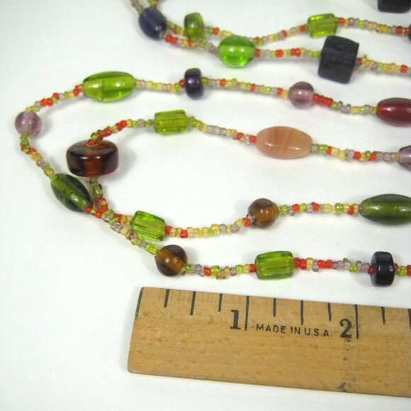 Lariat Glass Beaded Long Necklace Statement 60 Inch Art Deco Flapper Style - Picture 2 of 8